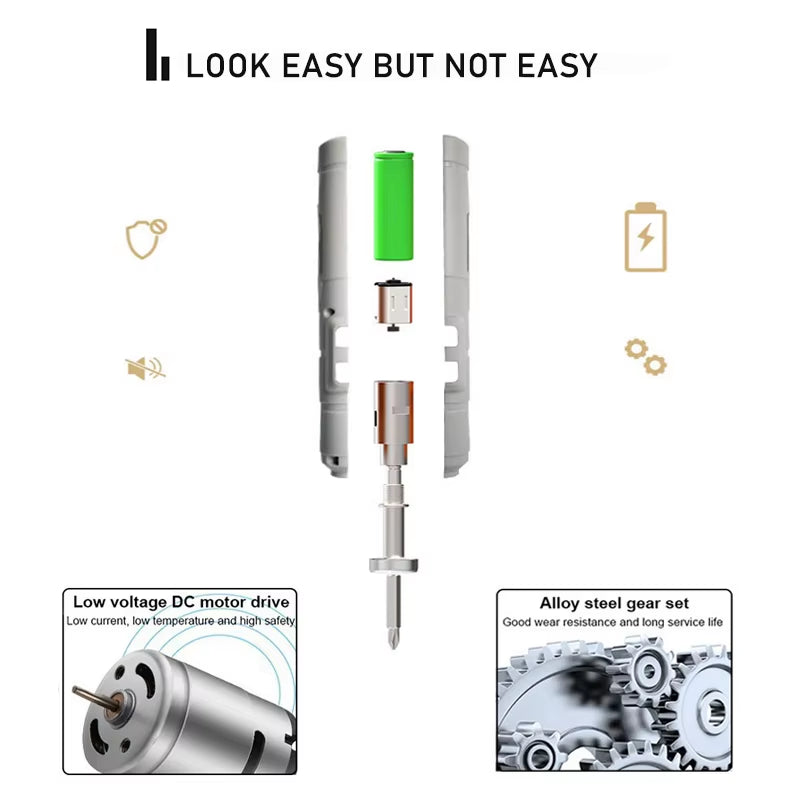 Cordless Electrical Screwdriver Mini Power Tools 3.6V Rechargeable Multifucntion Power Drill with 11Pcs Bits Flexible Shaft
