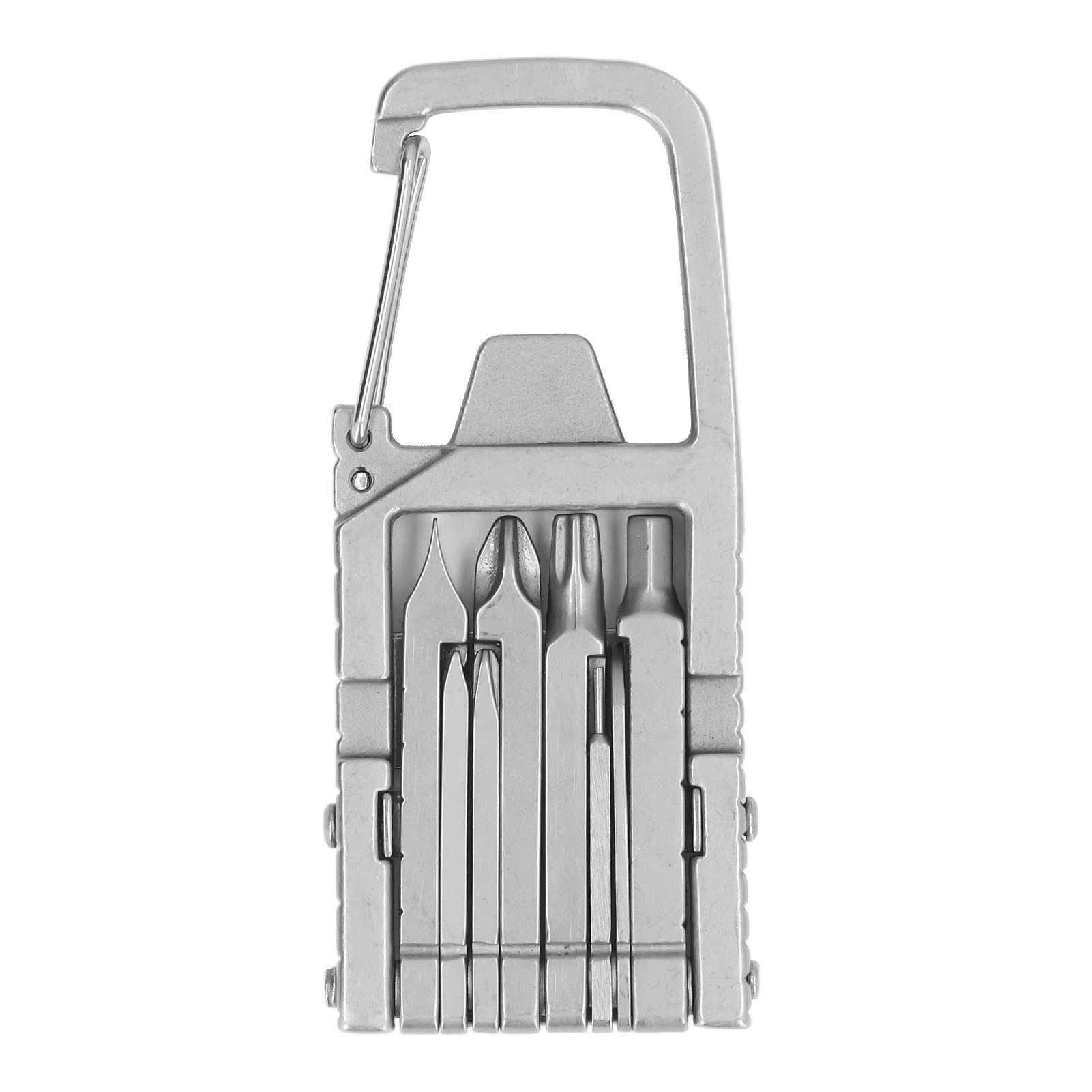 Keychain Multitool 12 in 1 Folding Multi Tool Stainless Steel Outdoor Screwdriver Bit Keychain Multitool Folding Outdoor Tool