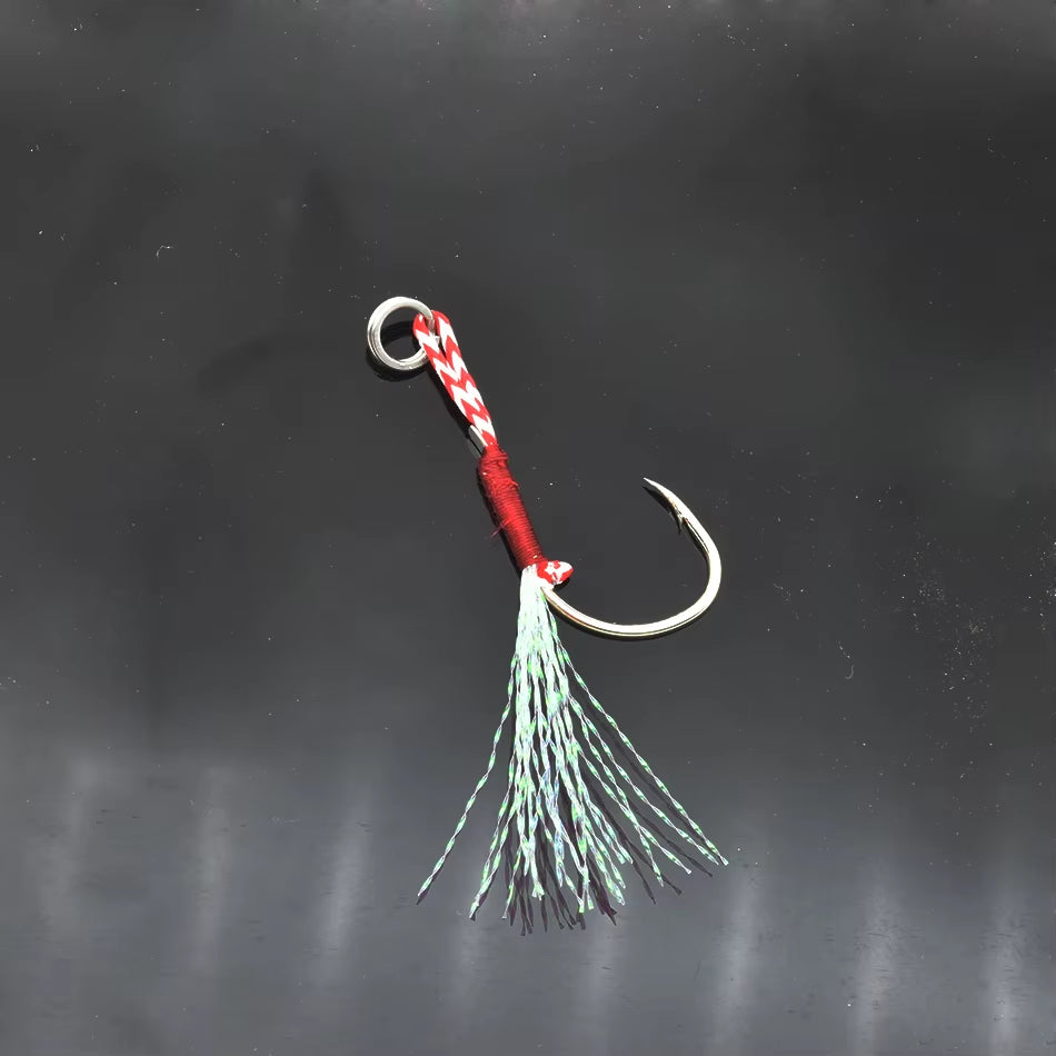 20Pcs/Pack 10#-20# Blood Slot Jigging Assist Hook Boat Jig Bait Fishing Line Rope Thread Assistant Hook Fish Tackle