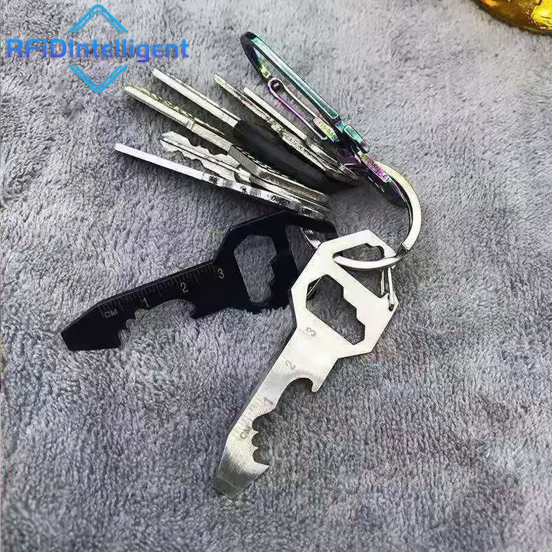 Portable Multi-Function Bottle Opener Keychain Hexagon Socket Screwdriver Stainless Steel EDC Tools Self Defense Supplies