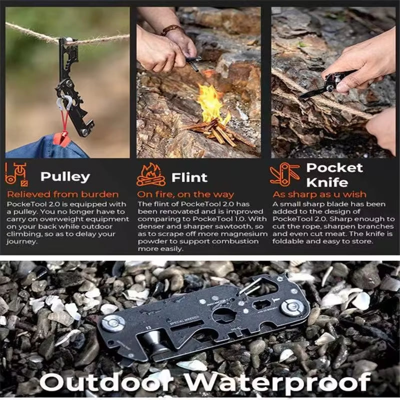 420 Grade Stainless Steel Compact Multitool Combination Tool 30 in 1 Mini Pocket Tool EDC Tool for Daily Outdoor Carrying