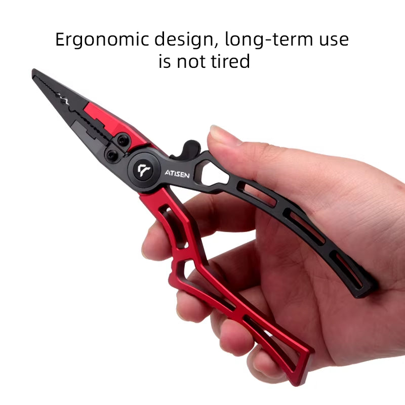 Booms Fishing X1 Aluminum Fishing Pliers Saltwater, Surf Fishing Tackle Kit, Fishing Multitool Hook Remover Braided Fishing Line