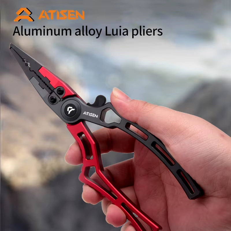 Booms Fishing X1 Aluminum Fishing Pliers Saltwater, Surf Fishing Tackle Kit, Fishing Multitool Hook Remover Braided Fishing Line