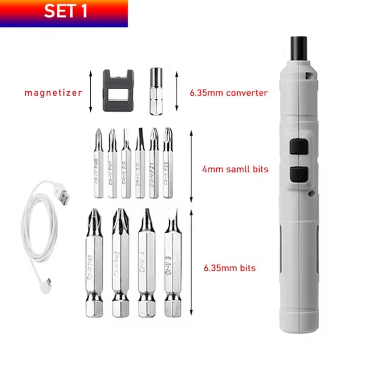 Cordless Electrical Screwdriver Mini Power Tools 3.6V Rechargeable Multifucntion Power Drill with 11Pcs Bits Flexible Shaft