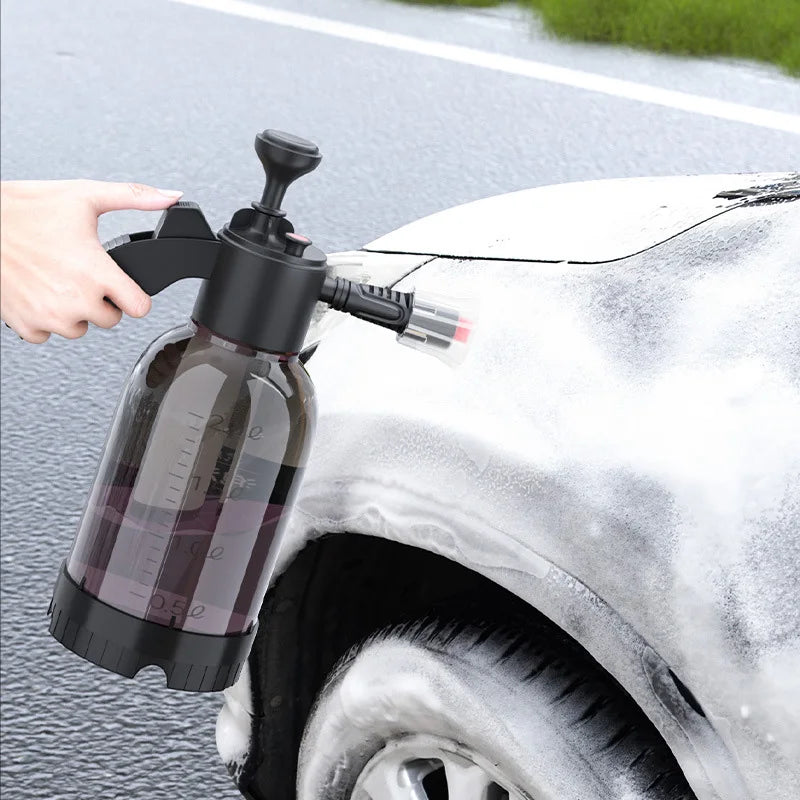 2L Hand Pump Foam Sprayer Pneumatic Washer Foam Snow Foam High Pressure Car Wash Spray Bottle for Car Home Cleaning