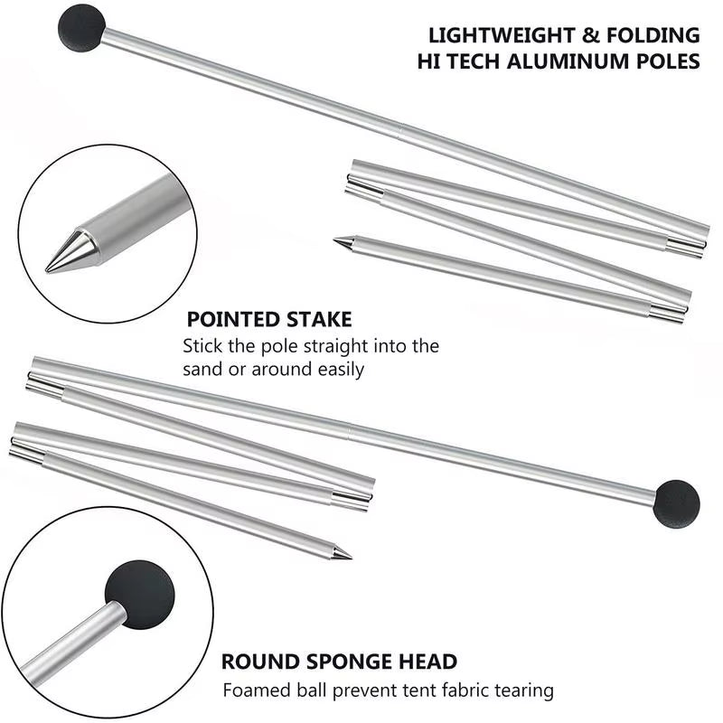 Lycra Aluminum Canopy Pole Replacement Canopy Adjustable Aluminum Rods Portable Lightweight Camping Poles for Camping Supplies