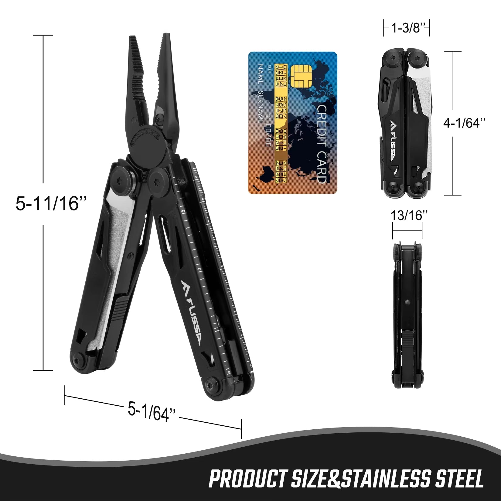 FLISSA 16 in 1 Camping Multitool Multi Plier Folding Plier Wire Stripper Outdoor Pocket Mini Portable New Arrival