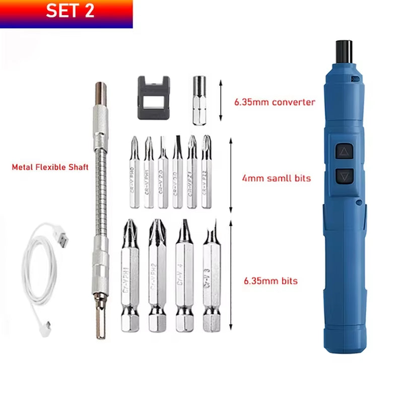 Cordless Electrical Screwdriver Mini Power Tools 3.6V Rechargeable Multifucntion Power Drill with 11Pcs Bits Flexible Shaft