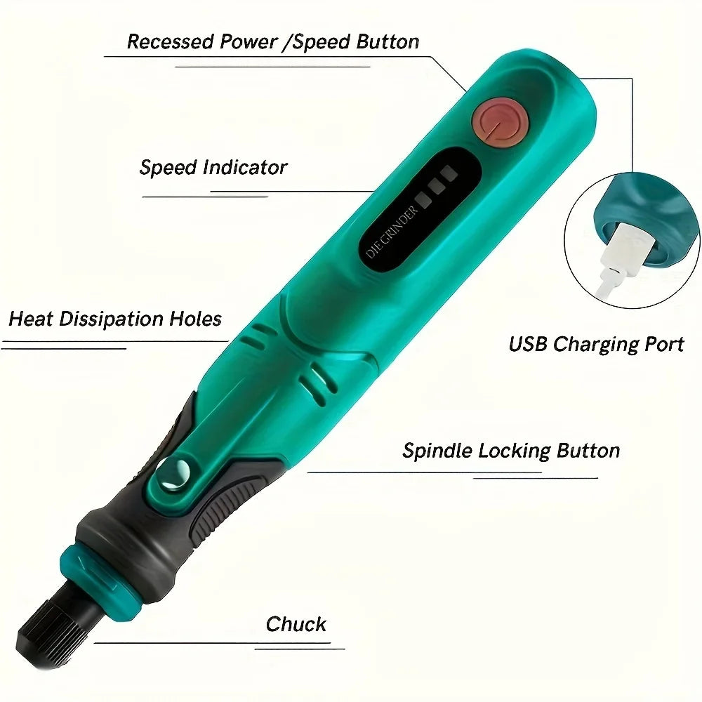 USB Cordless Rotary Tool Kit Woodworking Engraving Pen DIY for Jewelry Metal Glass Mini Wireless Drill
