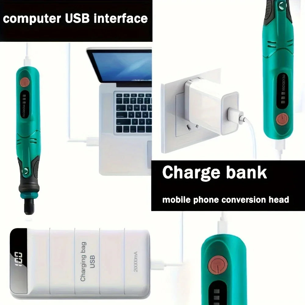 USB Cordless Rotary Tool Kit Woodworking Engraving Pen DIY for Jewelry Metal Glass Mini Wireless Drill