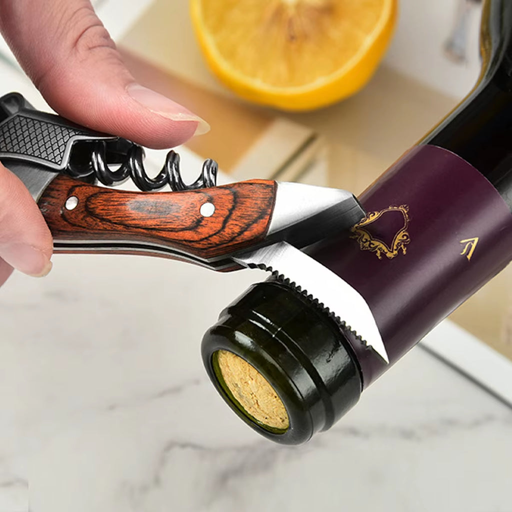 Wine Opener, Double Hinged Manual Wine Key for Bartender, Server, Waiter, Stainless Steel Wine Bottle Opener Corkscrew