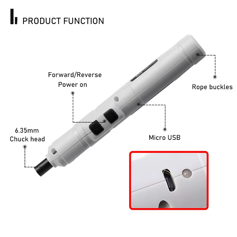 Cordless Electrical Screwdriver Mini Power Tools 3.6V Rechargeable Multifucntion Power Drill with 11Pcs Bits Flexible Shaft