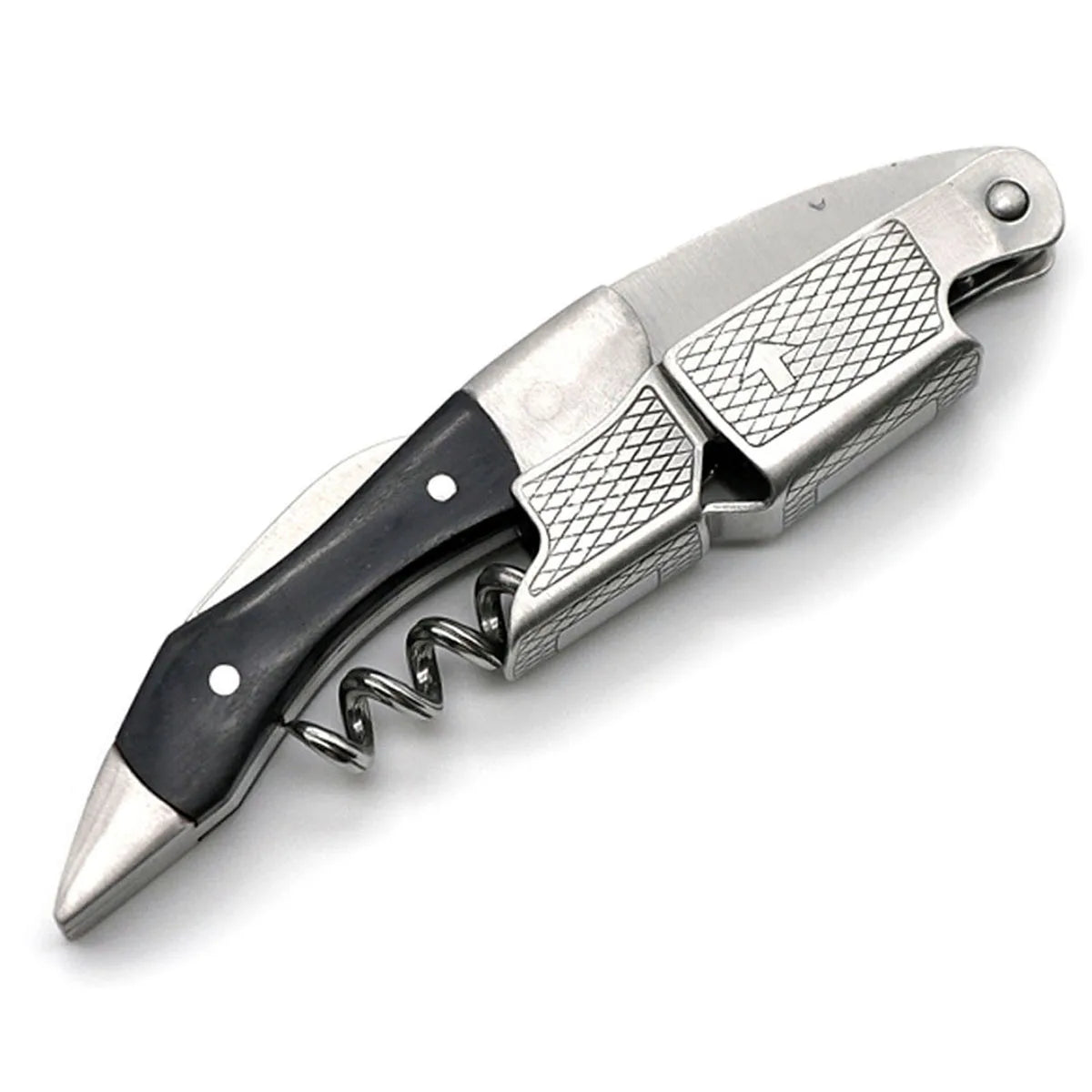 Wine Opener, Double Hinged Manual Wine Key for Bartender, Server, Waiter, Stainless Steel Wine Bottle Opener Corkscrew