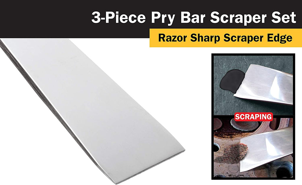 17007 3-Piece Stainless Steel Pry Bar Scraper Set