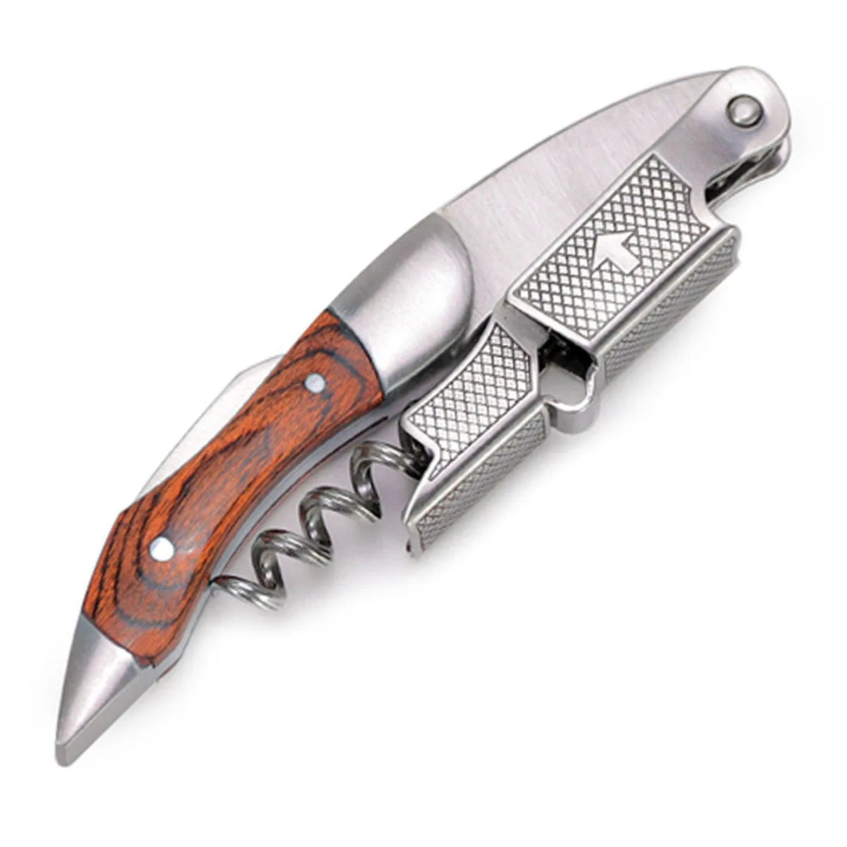 Wine Opener, Double Hinged Manual Wine Key for Bartender, Server, Waiter, Stainless Steel Wine Bottle Opener Corkscrew