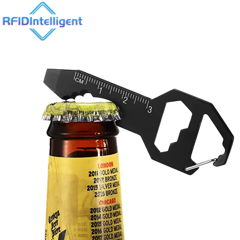 Portable Multi-Function Bottle Opener Keychain Hexagon Socket Screwdriver Stainless Steel EDC Tools Self Defense Supplies