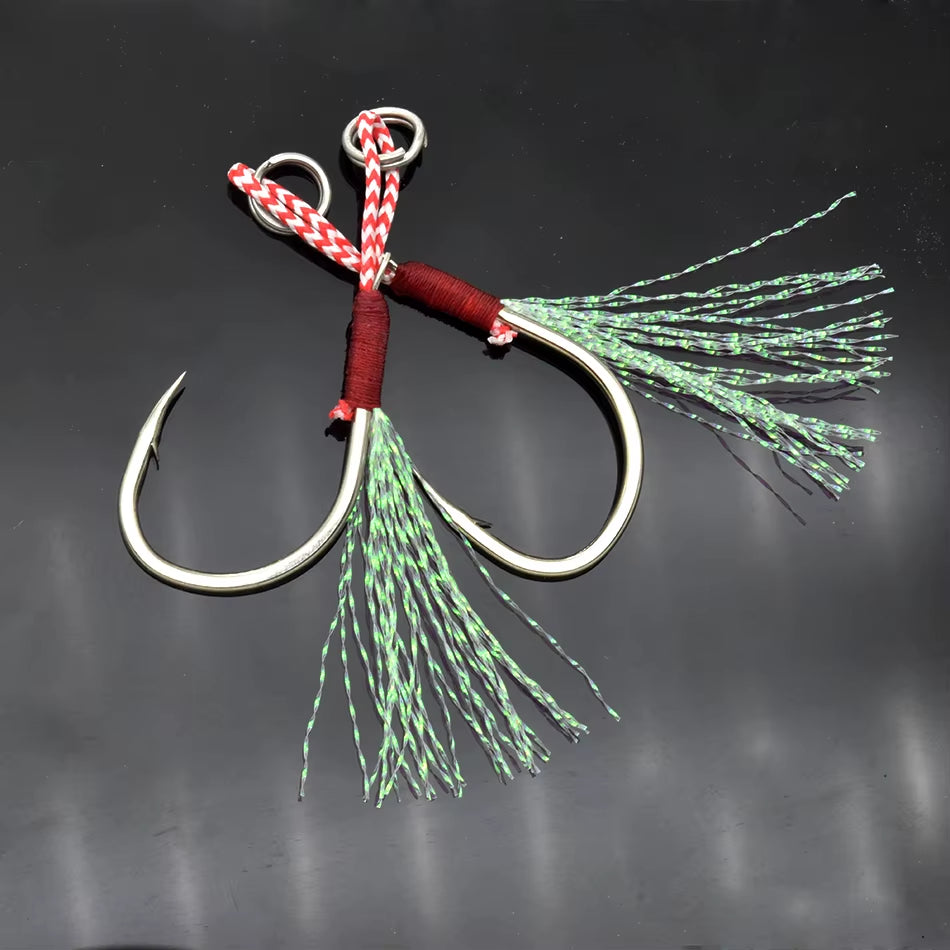 20Pcs/Pack 10#-20# Blood Slot Jigging Assist Hook Boat Jig Bait Fishing Line Rope Thread Assistant Hook Fish Tackle