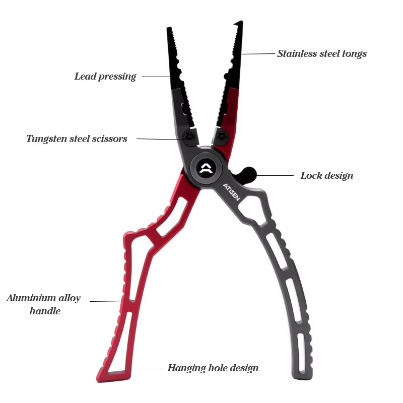 Booms Fishing X1 Aluminum Fishing Pliers Saltwater, Surf Fishing Tackle Kit, Fishing Multitool Hook Remover Braided Fishing Line