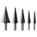 10198A Step Drill Bit Set | 5 Piece, 4Mm- 35Mm | Metric Titanium High Speed Steel Unibit, Stepper Cone Drill Bit | Two Flute Step down Bits, 135 Degree Point