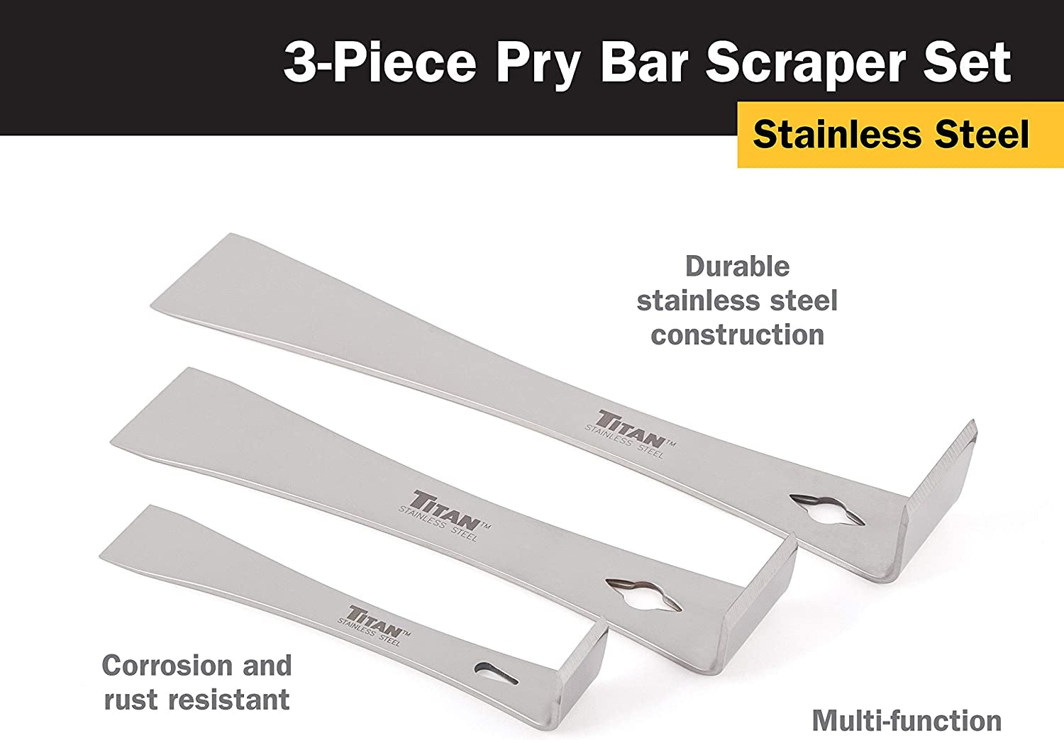 17007 3-Piece Stainless Steel Pry Bar Scraper Set