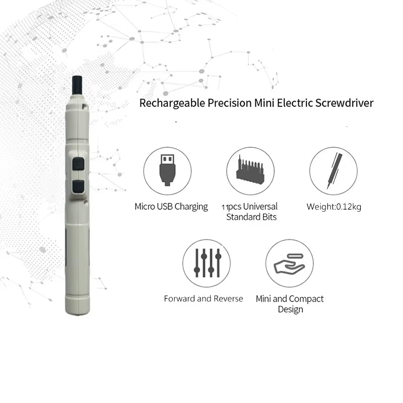 Cordless Electrical Screwdriver Mini Power Tools 3.6V Rechargeable Multifucntion Power Drill with 11Pcs Bits Flexible Shaft
