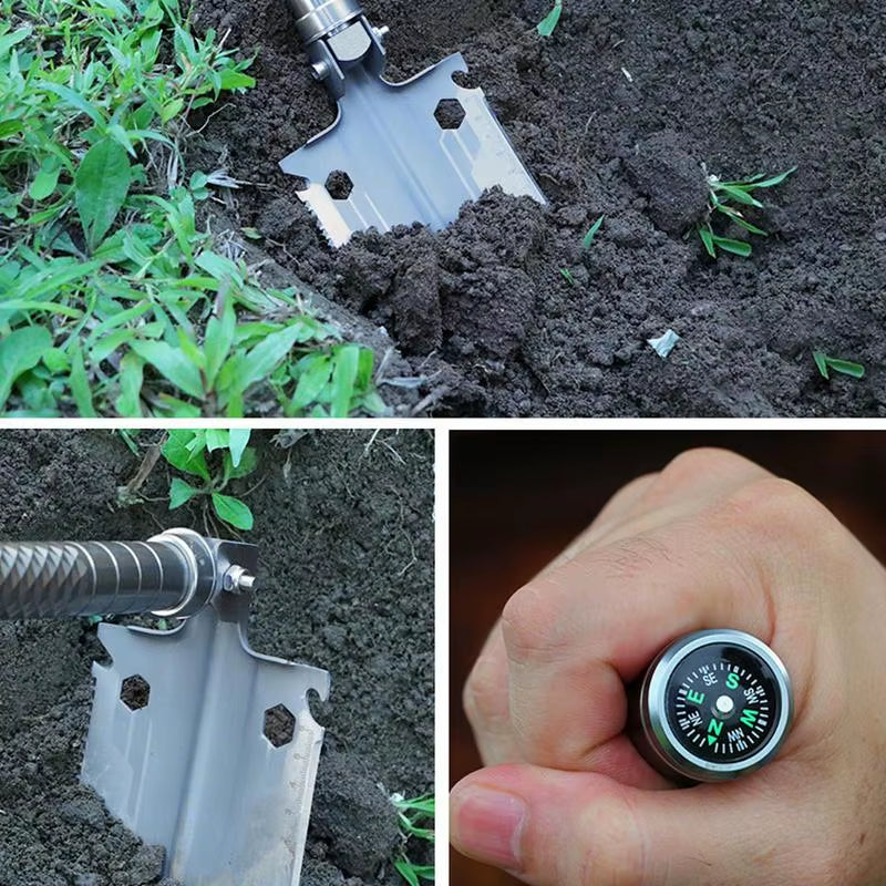 Survival Shovel Multitool Folding Survival Shovel and Camping Axe with Compass Heavy Duty Multitool Survival Gear for Outdoor