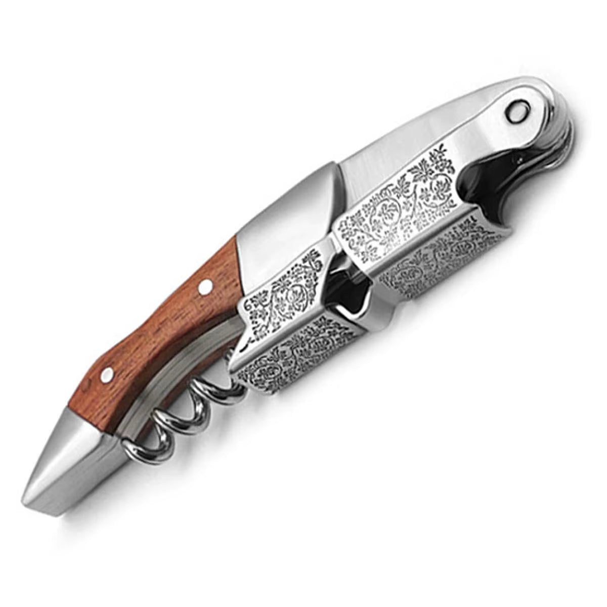 Wine Opener, Double Hinged Manual Wine Key for Bartender, Server, Waiter, Stainless Steel Wine Bottle Opener Corkscrew