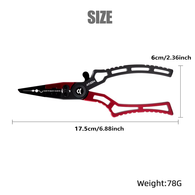 Booms Fishing X1 Aluminum Fishing Pliers Saltwater, Surf Fishing Tackle Kit, Fishing Multitool Hook Remover Braided Fishing Line