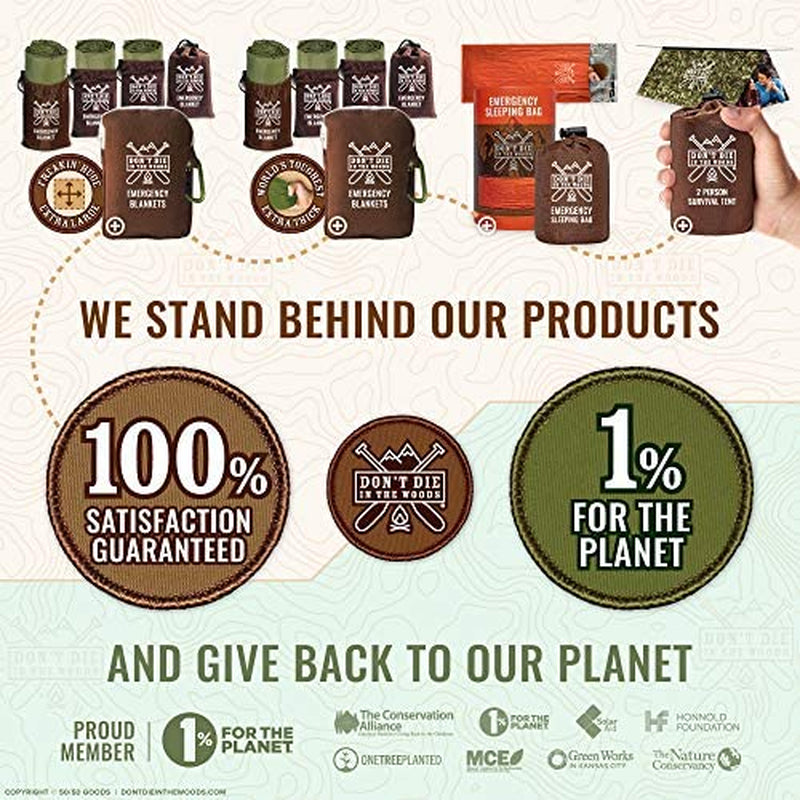 - Freakin’ Huge Emergency Blankets [4-Pack] Extra Large Thermal Mylar Space Blanket - One of the Ten Essentials Outdoor Survival Gear for Hiking Camping First Aid Kit (Green)