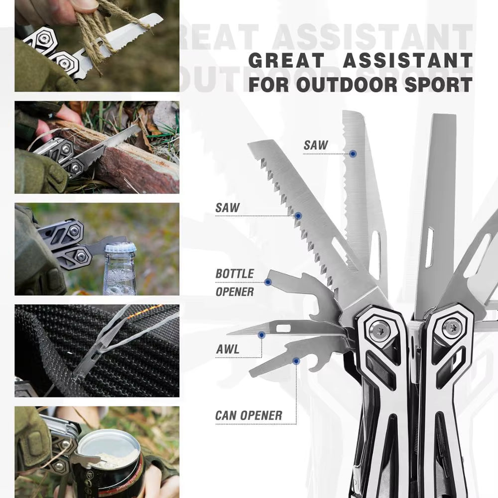 MOSSY OAK Multi Tool Plier Wire Stripper Folding Plier Outdoor Camping Multitool Portable Folding Pocket Pliers