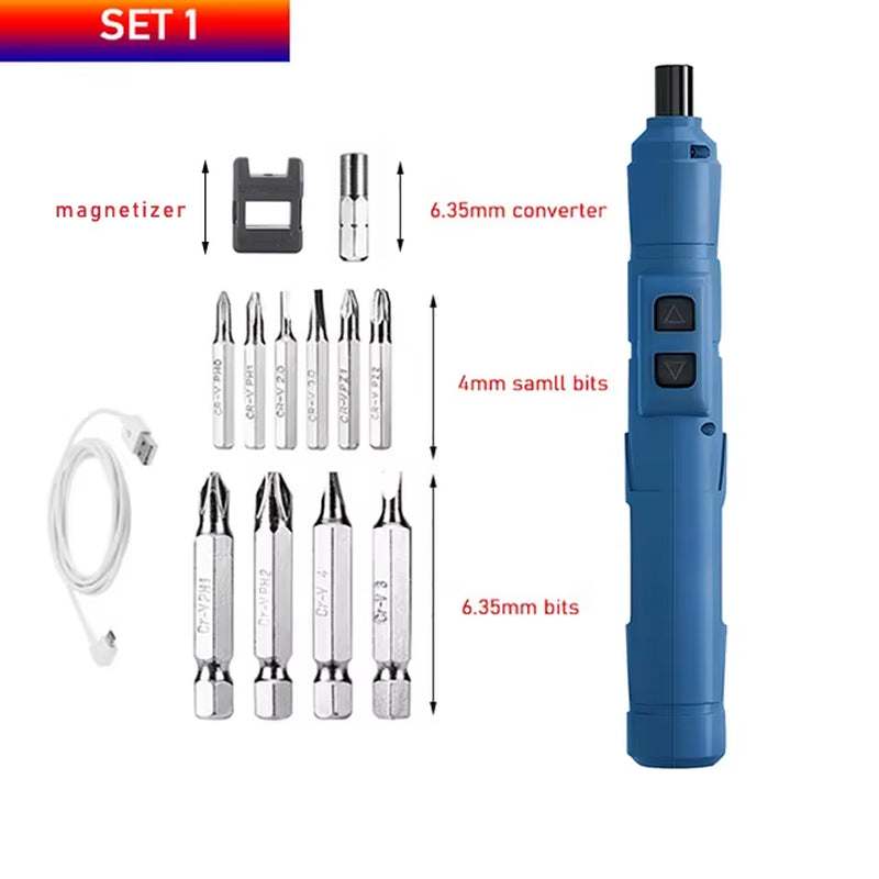 Cordless Electrical Screwdriver Mini Power Tools 3.6V Rechargeable Multifucntion Power Drill with 11Pcs Bits Flexible Shaft