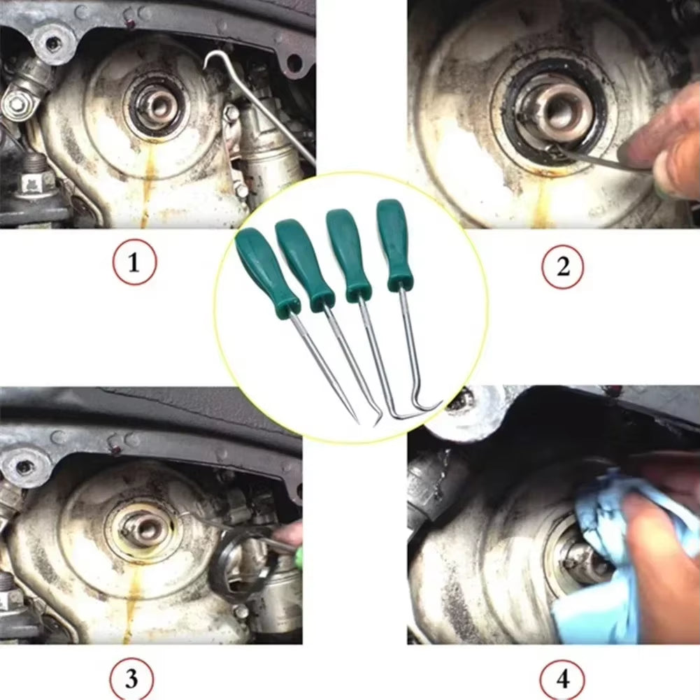 4PCS Oil Seal Puller Hook Combination Tool Set O-Ring Seal Gasket Puller Remover Hook Auto Repair Tools Disassembly Tools