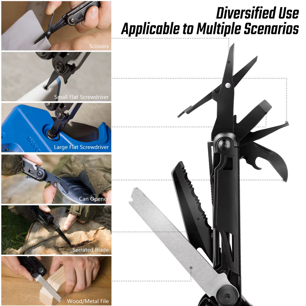 FLISSA 16 in 1 Camping Multitool Multi Plier Folding Plier Wire Stripper Outdoor Pocket Mini Portable New Arrival