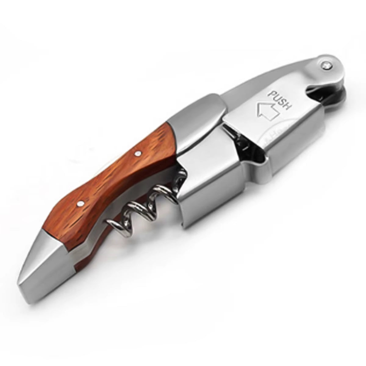 Wine Opener, Double Hinged Manual Wine Key for Bartender, Server, Waiter, Stainless Steel Wine Bottle Opener Corkscrew