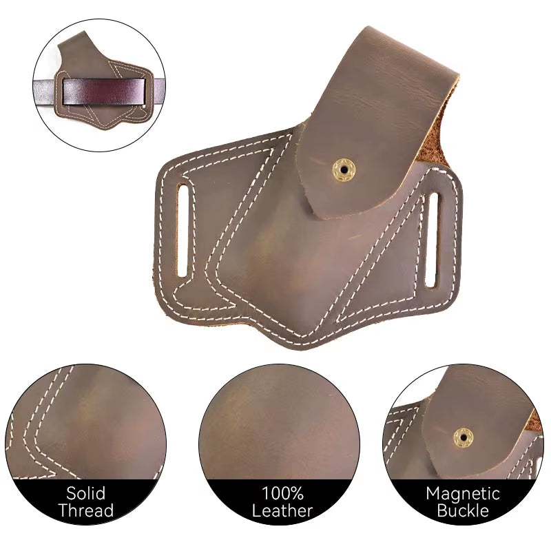 -Genuine Leather Sheath for Leatherman, SOG Multitool Holster, Outdoor Work Tool Holder, EDC Belt Pouch, Multi-Tool Case