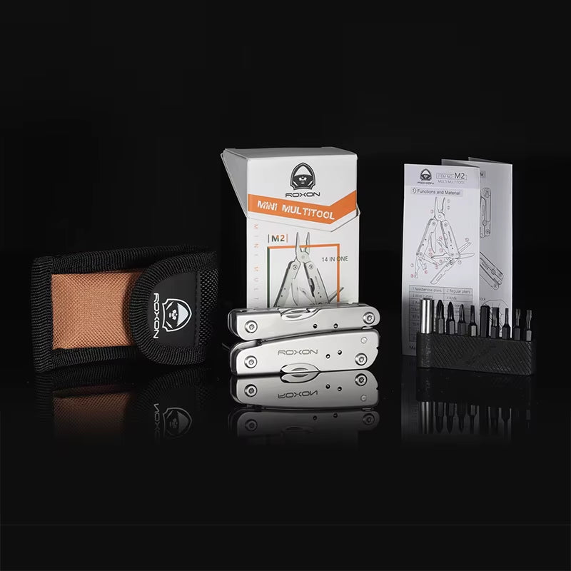 M2 14 in 1 Mini Multitool Small Lightweight with Folding Scissors Mini Storm