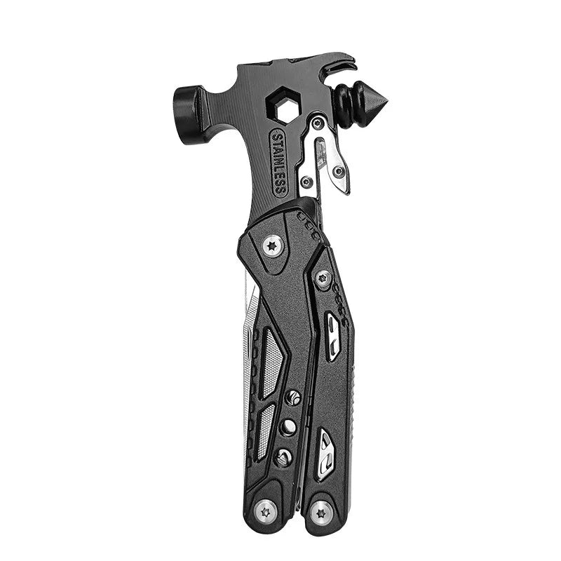16-In-1 Multi-Function Hammer Portable Car Camping Survival Tool with Window Breaker Seatbelt Cutter for Outdoor